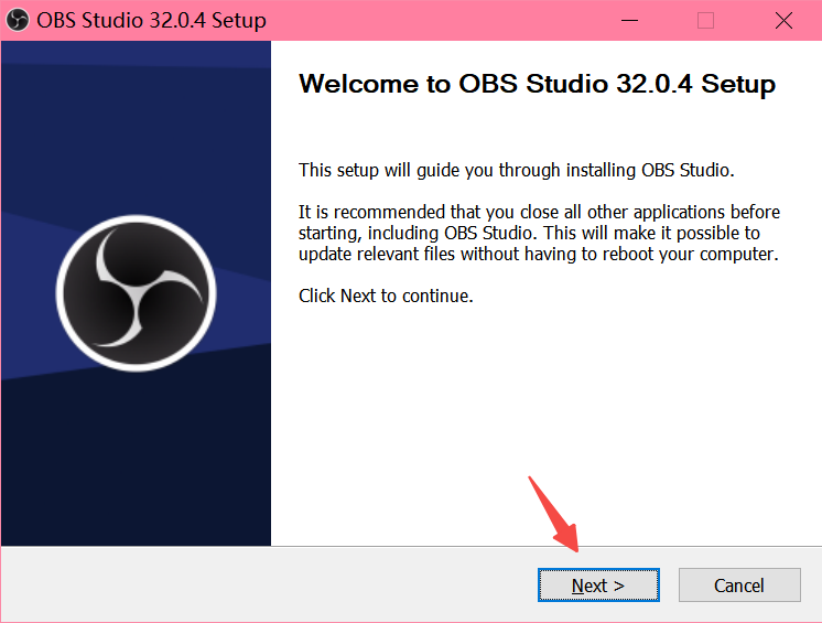 OBS setup wizard - Next