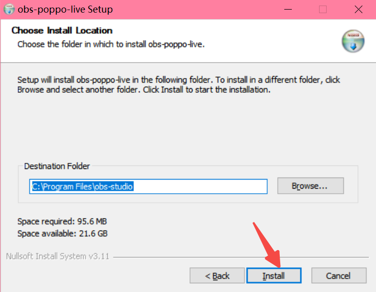 Select the Poppo plugin installation path