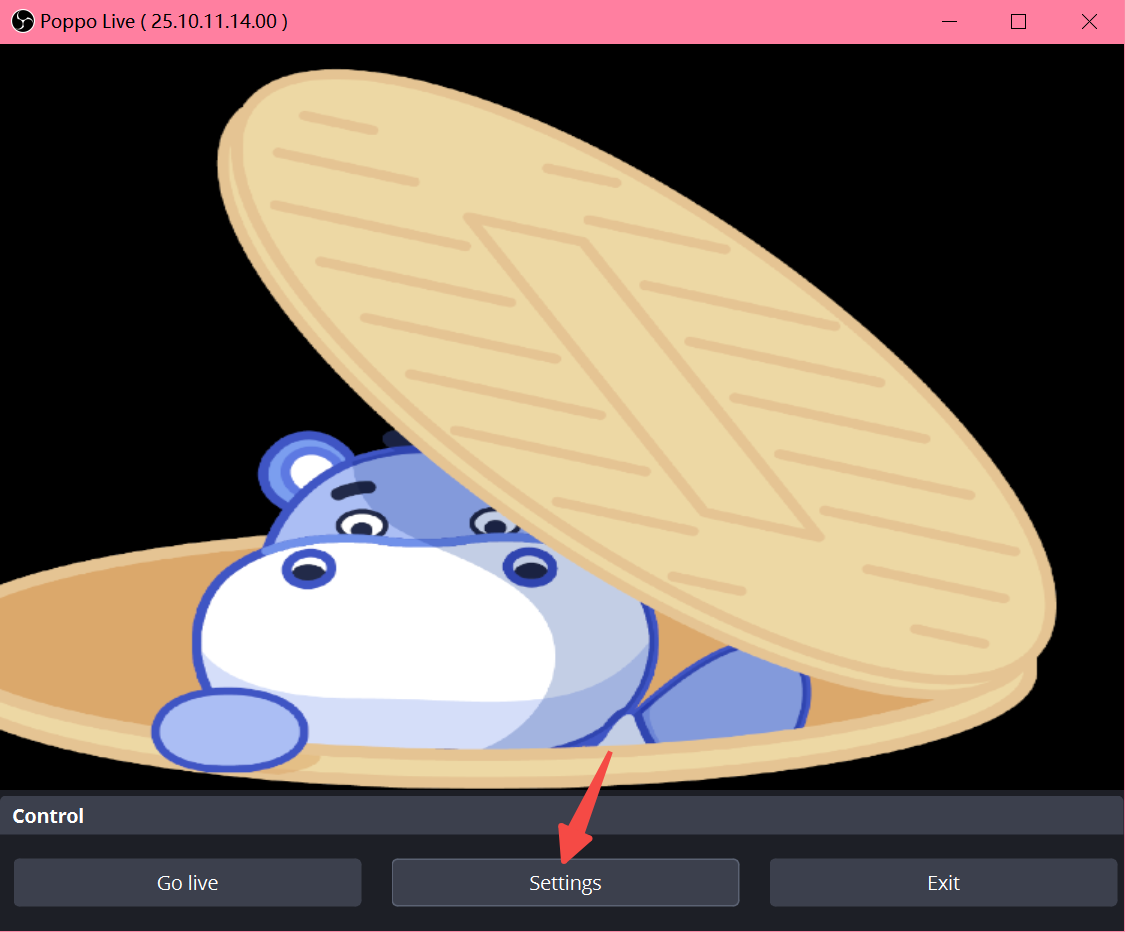 Opening OBS stream settings