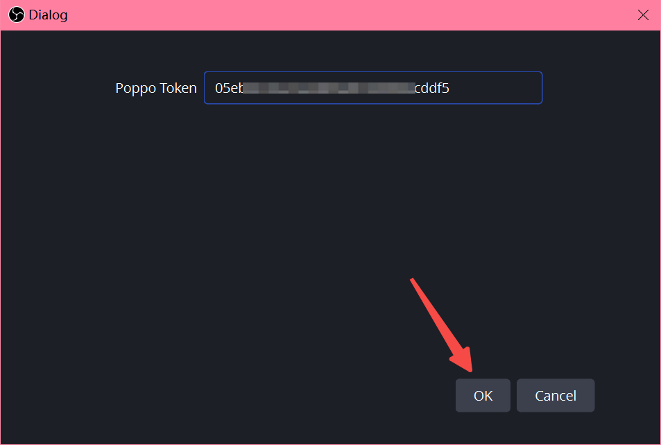 Pasting the streaming code into OBS